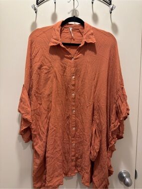 Free People Terra-Cotta Button Front Tunic medium